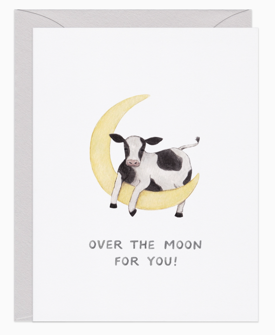 over the moon | baby shower card for new baby