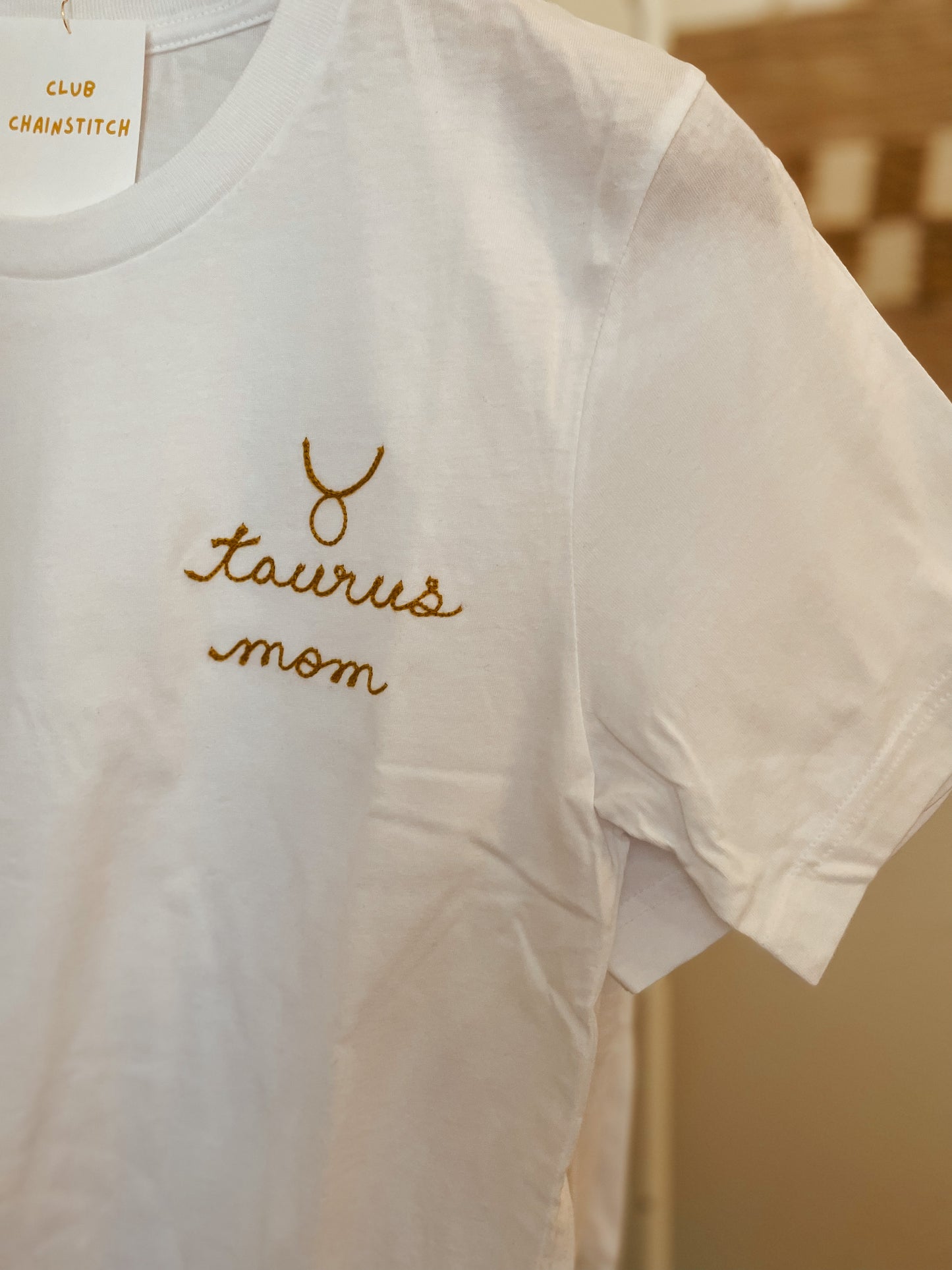 zodiac mom embroidered t shirt - 100% cotton