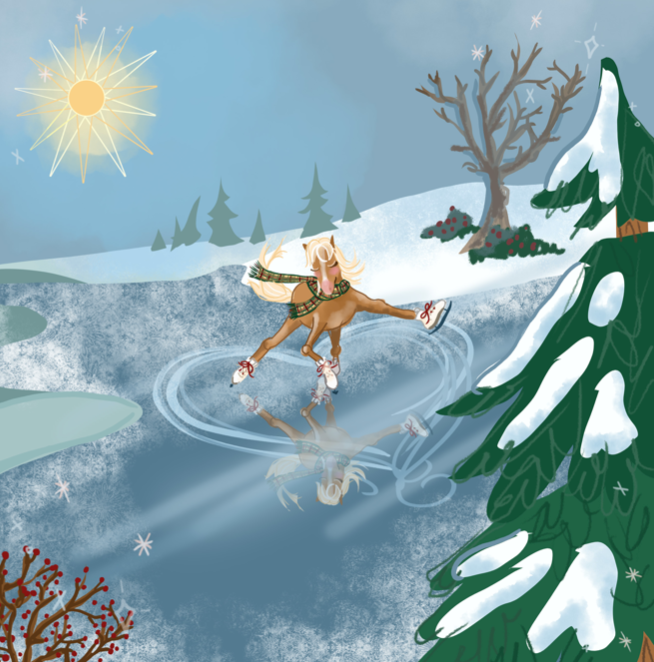 sagittarius zodiac baby book featuring a horse ice skating.