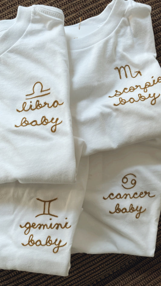 zodiac toddler embroidered t shirt - 100% cotton