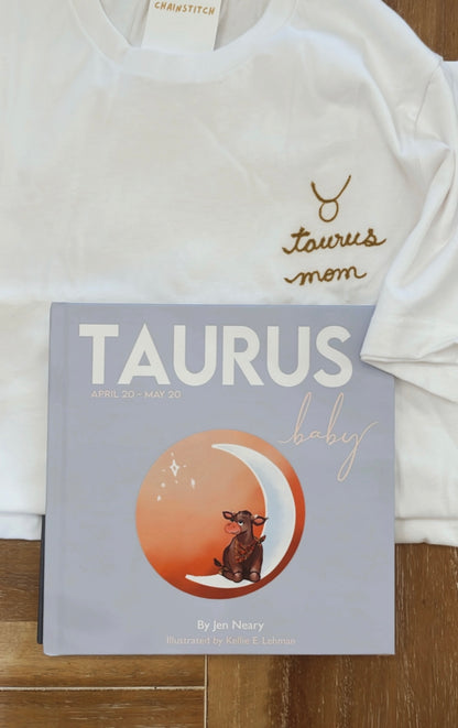 zodiac mom embroidered t shirt - 100% cotton