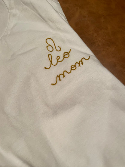 zodiac mom embroidered t shirt - 100% cotton