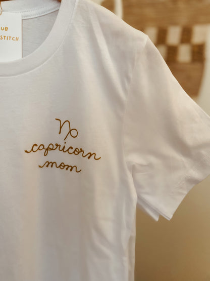 zodiac mom embroidered t shirt - 100% cotton