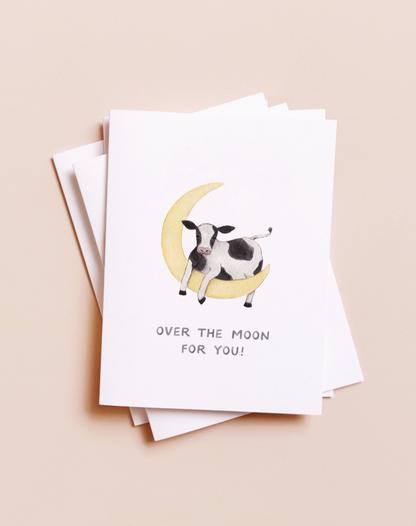 over the moon | baby shower card for new baby