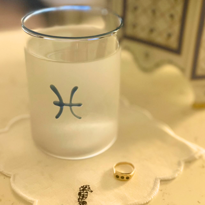 pisces zodiac sign lowball glass