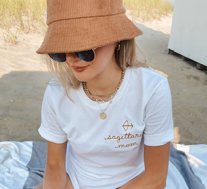 zodiac mom embroidered t shirt - 100% cotton