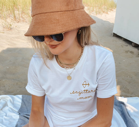 zodiac mom embroidered t shirt - 100% cotton