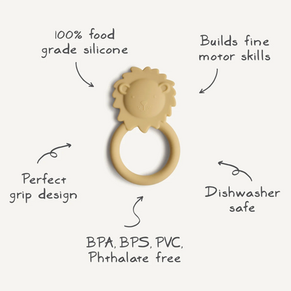 leo the lion teether | mushie 100% non-toxic silicone toy