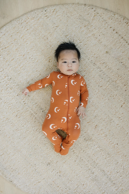 over the moon bamboo footie onesie