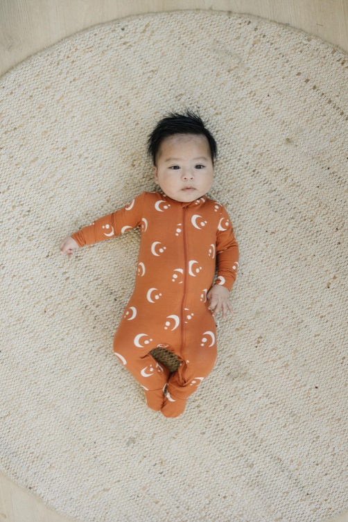 over the moon bamboo footie onesie