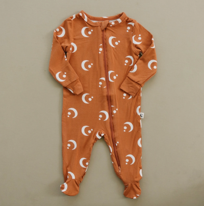 over the moon bamboo footie onesie