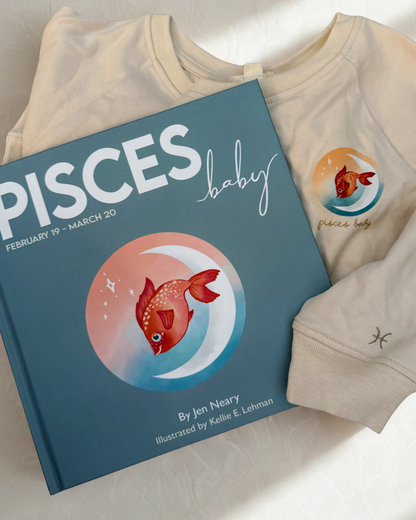 pisces baby gift set - pisces baby book & matching crewneck