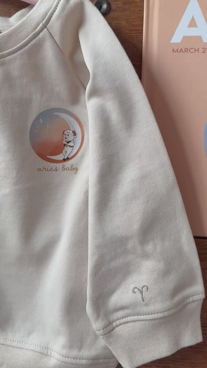 aries baby gift set - aries book & matching crewneck
