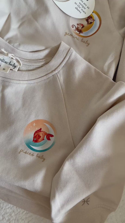Zodiac astrology baby crewneck sweatshirt for  babies and toddlers