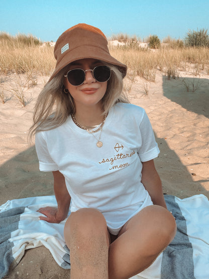 zodiac mom embroidered t shirt - 100% cotton