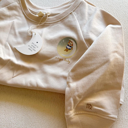 Beige Virgo sloth zodiac crewneck sweatshirt for toddlers and babies
