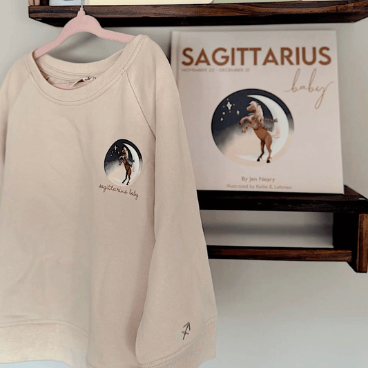sagittarius baby gift set - sagittarius book & matching crewneck