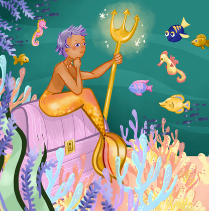 aquarius zodiac baby book featuring a merman.