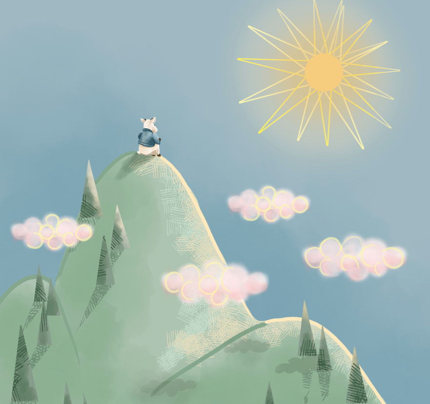 capricorn zodiac baby book featuring a goat sitting on a hill.
