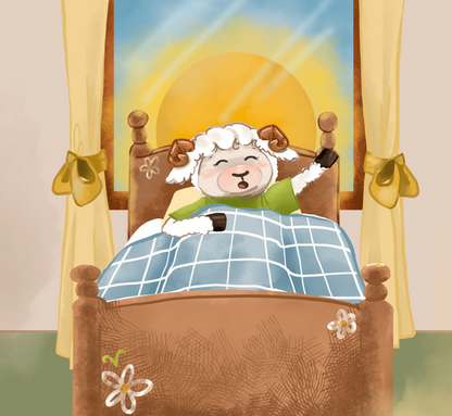 aries baby zodiac book for astrology lovers featuring a ram waking up at sunrise.