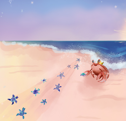 Cancer Baby book featuring a crab and the ocean.