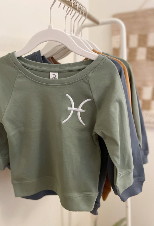 zodiac sign toddler crewnecks