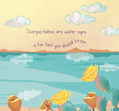 scorpio zodiac baby book featuring rhyming text.